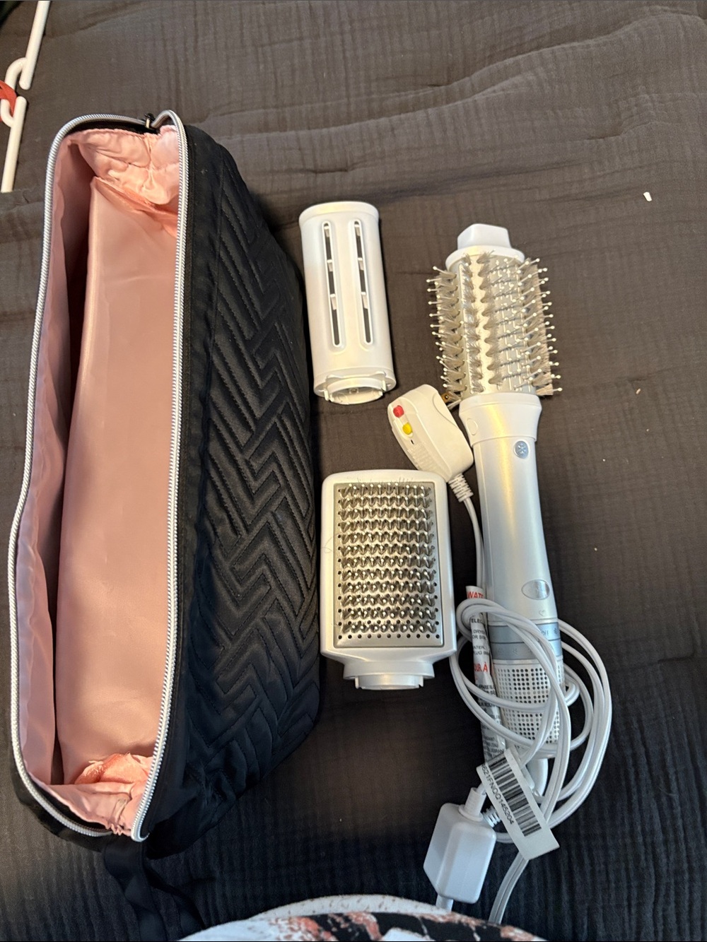 Drybar Reserve White Heated Round Brush Set with Black Quilted Travel Case